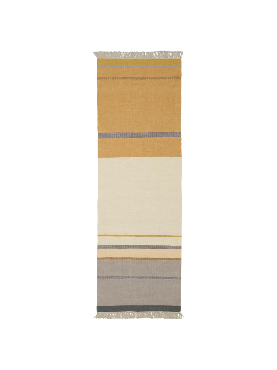 Tapis de couloir en laine multicolore tissé main Metallum, Multicolore