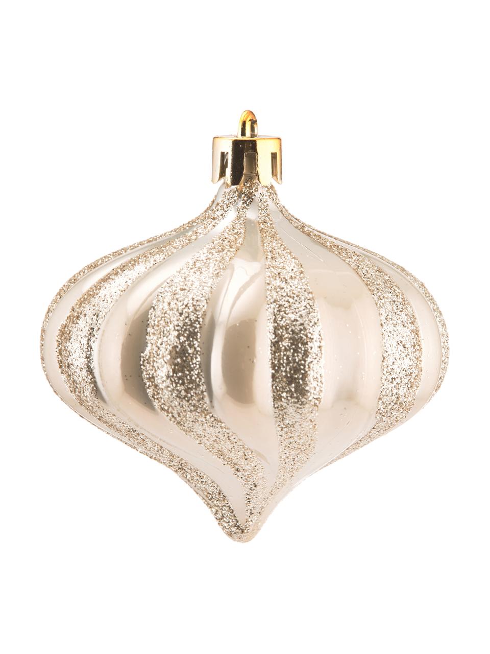 Set de bolas de Navidad irrompibles Turnip Ø 7 cm, 60 uds., Oro, plata, blanco, Ø 7 cm