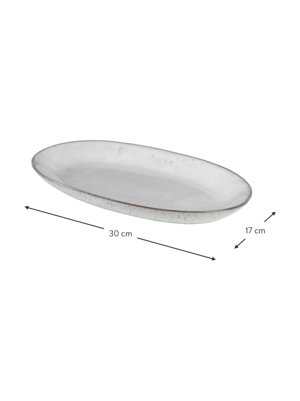 Fuente artesanal de gres Nordic Sand, Cerámica de gres, Tonos grises y beige, An 17 x L 30 cm