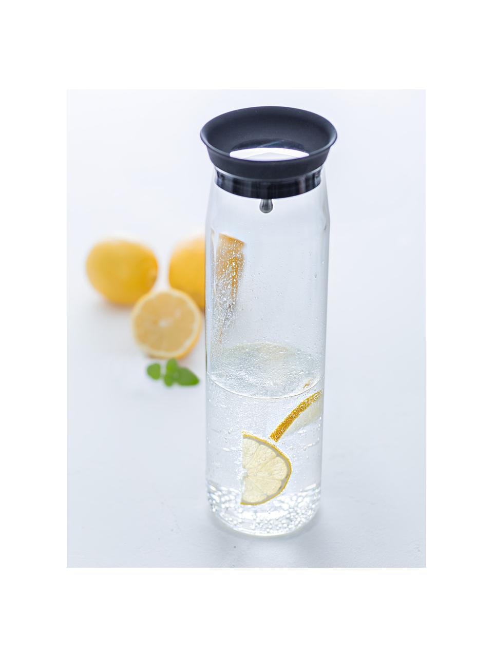 Jarra grande de vidrio con tapón Brioso, 1,1 L, Vidrio, silicona, Transparente, Al 28 cm