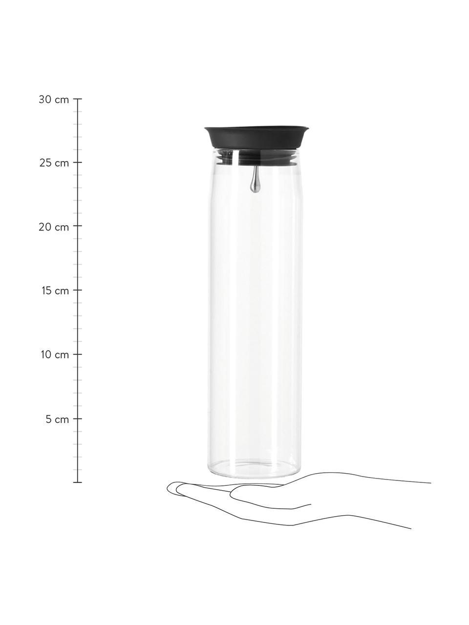 Jarra grande de vidrio con tapón Brioso, 1,1 L, Vidrio, silicona, Transparente, Al 28 cm