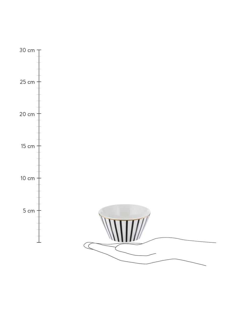 Petit bol design en porcelaine Pluto Loft, 4 pièces, Porcelaine, Noir, blanc, couleur dorée, Ø 10 x haut. 6 cm