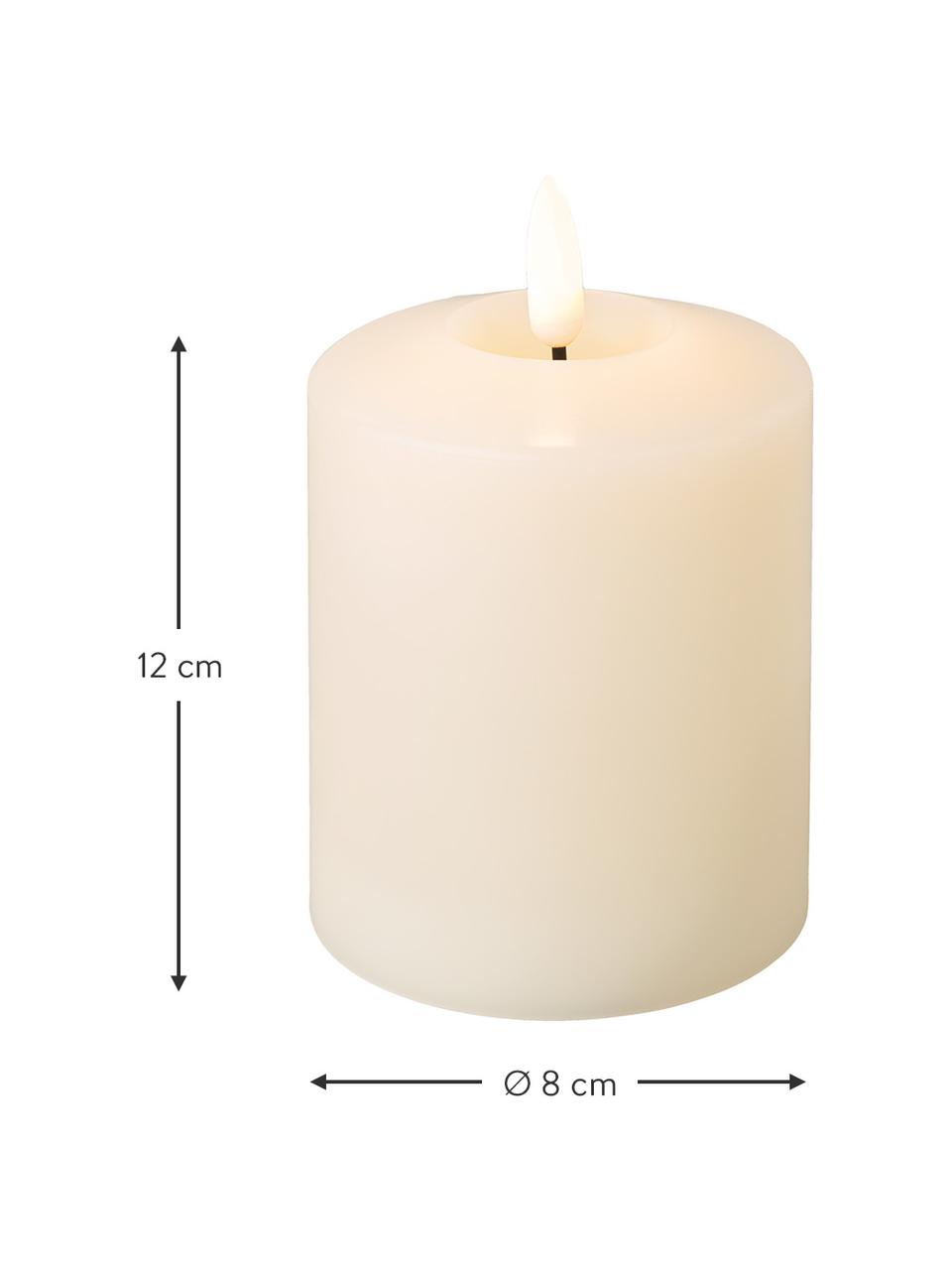 Bougie pilier en cire LED à piles Boka, 2 pièces, Cire, Blanc crème, Ø 8 x haut. 12 cm