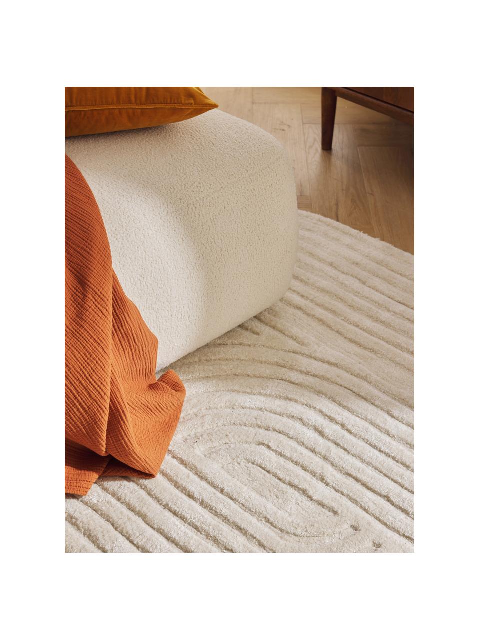 Tapis en laine texturée Koli, Blanc cassé, larg. 160 x long. 230 cm (taille M)