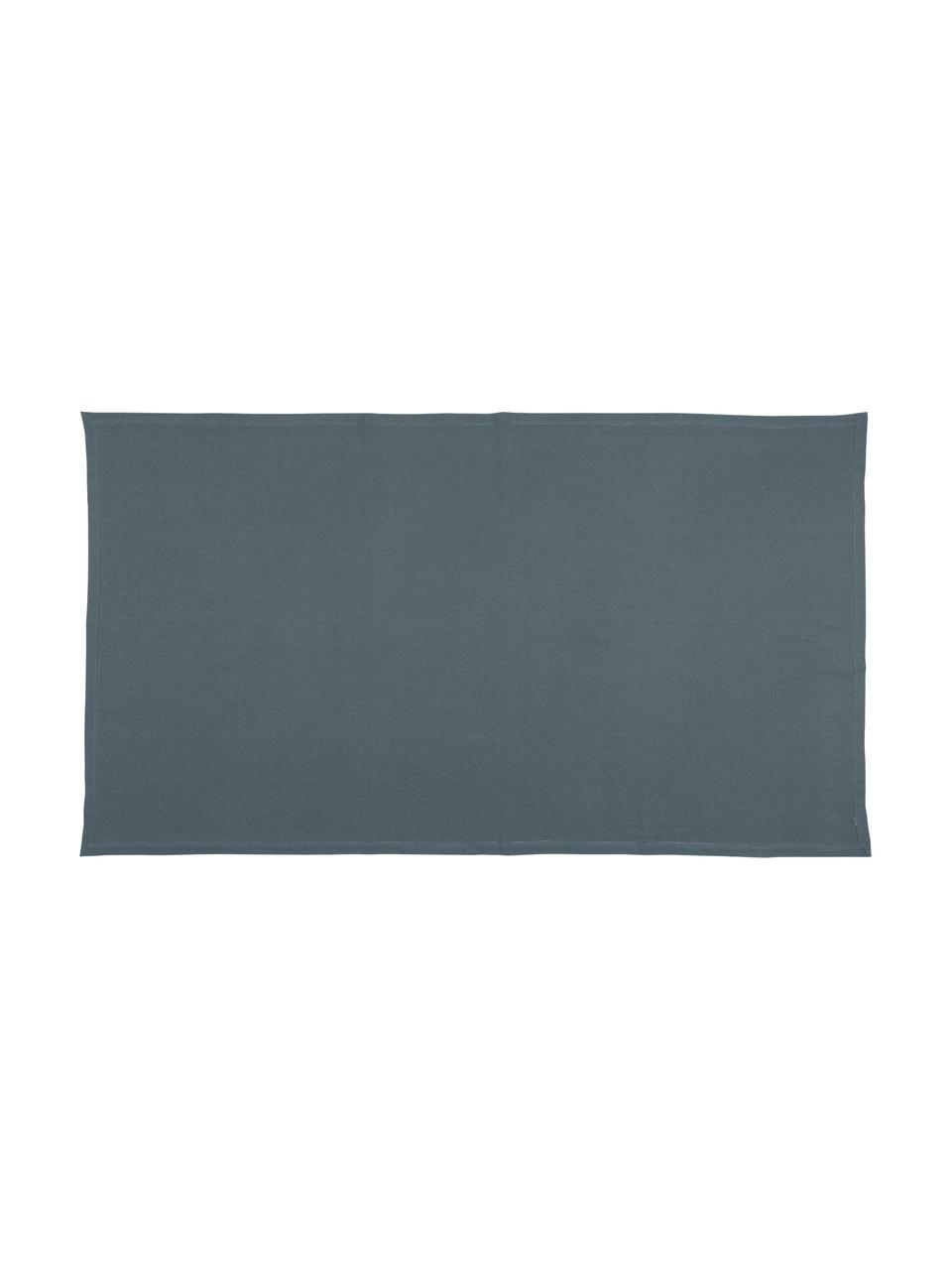 Nappe faite main avec surjet décoratif Indi, Coton, Gris foncé, Pour 6 à 10 pers. (larg. 140 x long. 250 cm)