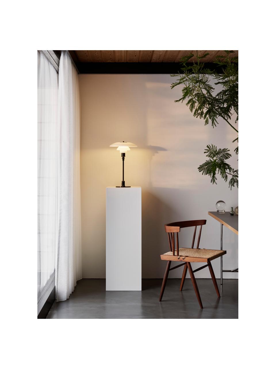 Lampa stołowa ze szkła dmuchanego PH 3/2, Stelaż: mosiądz metalizowany, Czarny, biały, Ø 29 x 47 cm