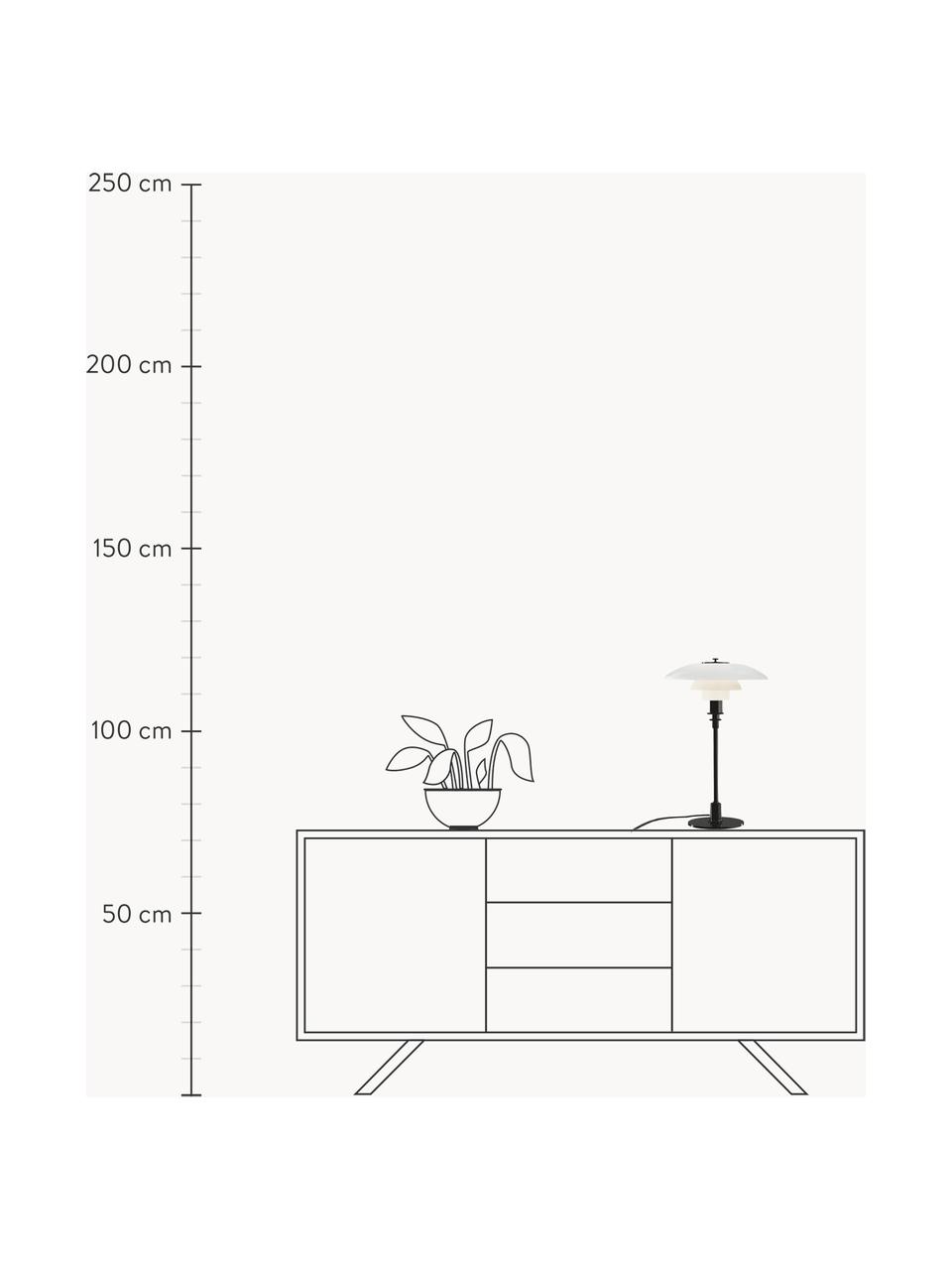 Grosse Tischlampe PH 3/2, mundgeblasen, Lampenschirm: Opalglas, mundgeblasen, Schwarz, Weiss, Ø 29 x H 47 cm