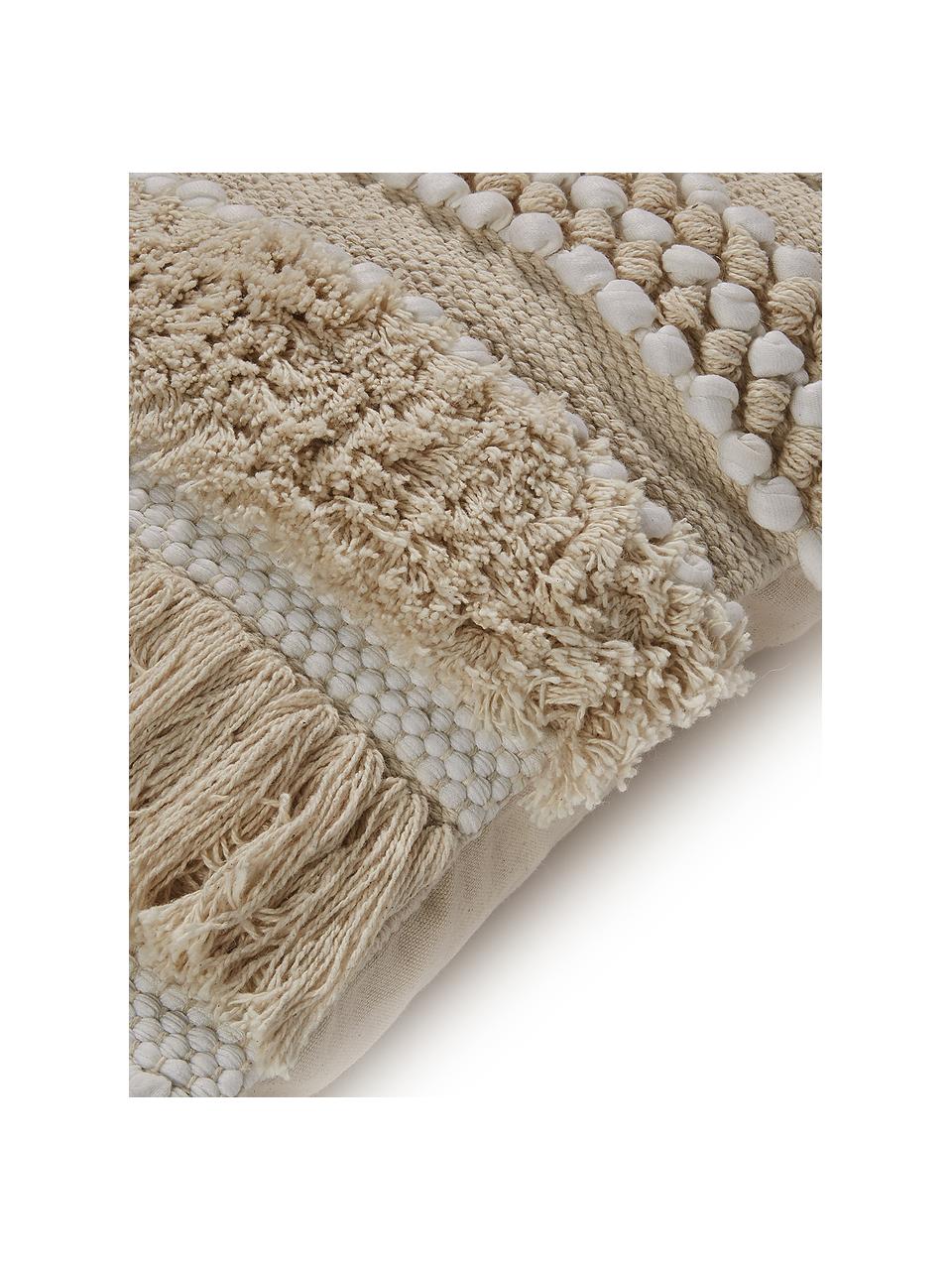 Housse de coussin boho Frinny, Blanc, écru