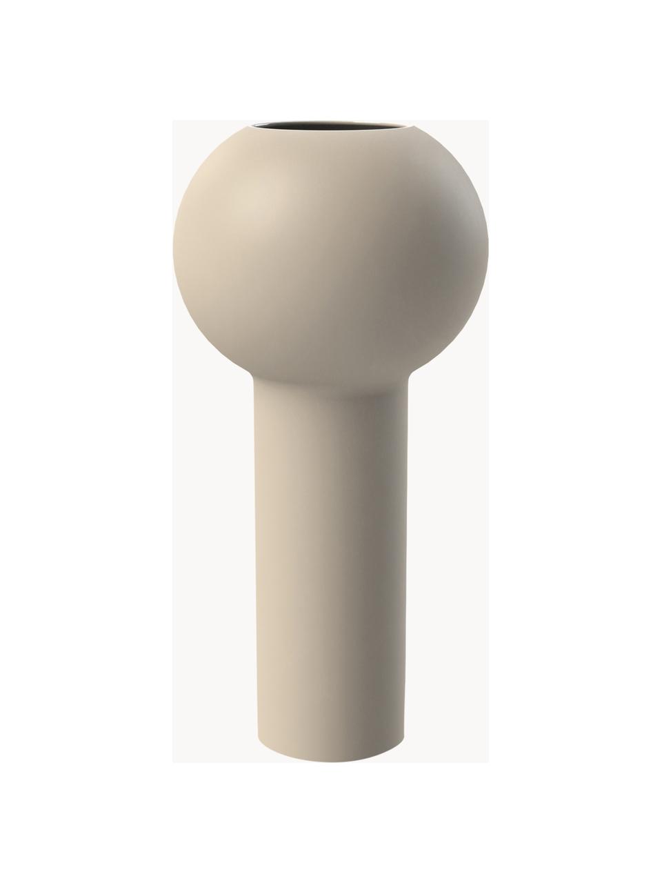 Handbemalte Vase Pillar, H 24 cm, Keramik, Hellbeige, Ø 12 x H 24 cm