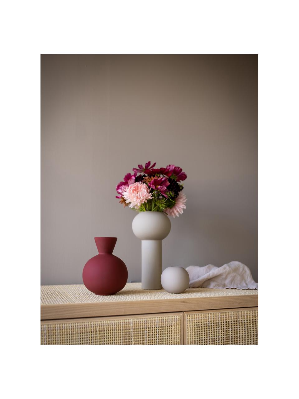 Vase peint à la main Pillar, haut. 24 cm, Céramique, Beige clair, Ø 12 x haut. 24 cm