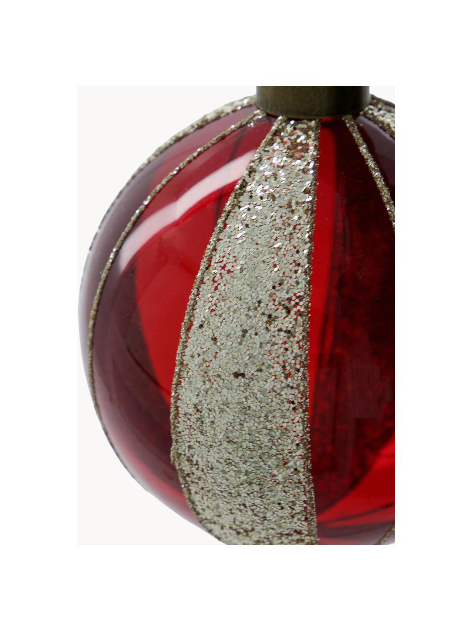 Boules de Noël Mult, 4 pièces, Verre, Lie de vin, argenté, Ø 8 cm