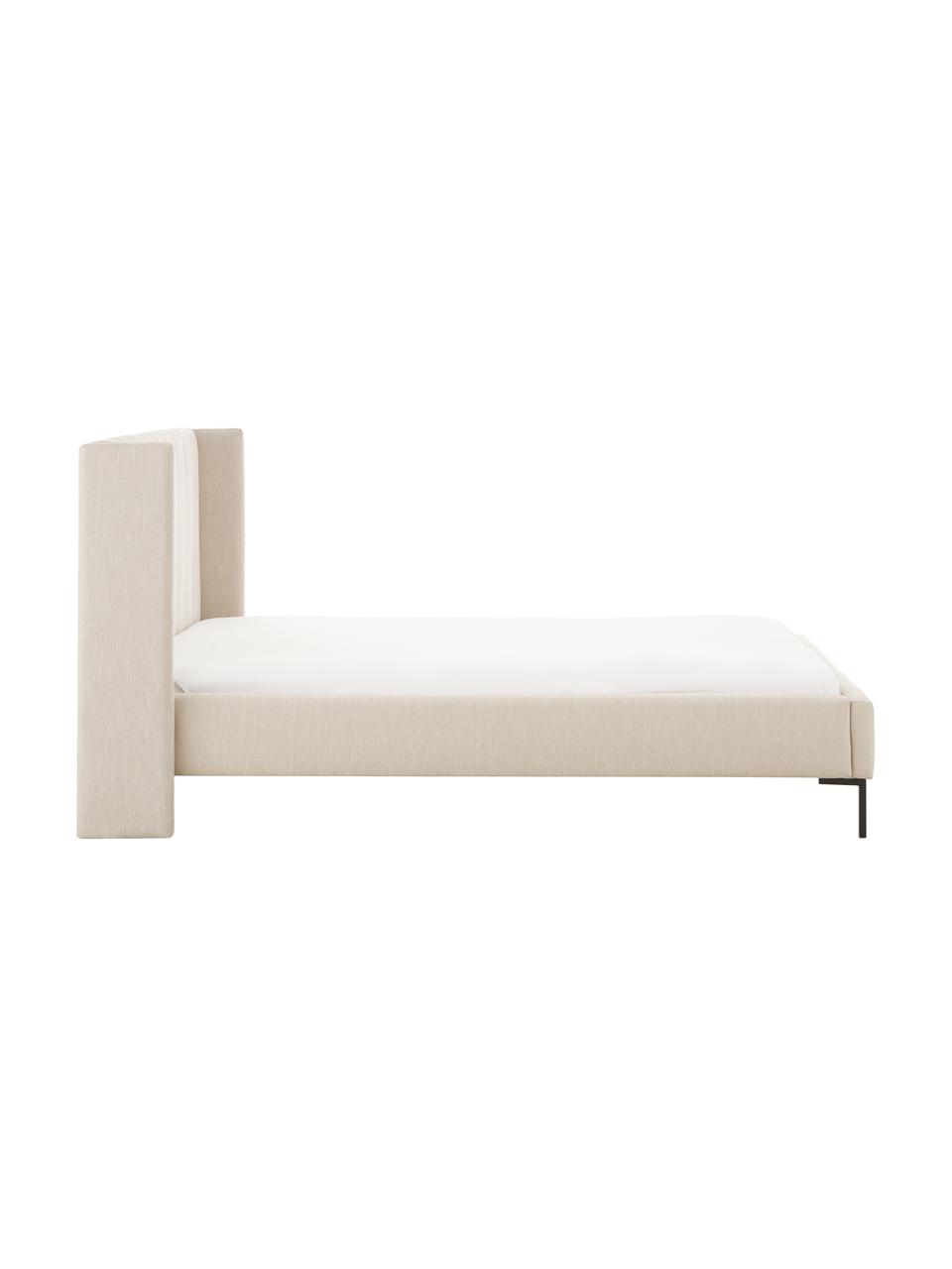 Polsterbett Dusk, Bezug: Fein strukturierter Webst, Korpus: Massives Kiefernholz, FSC, Füße: Metall, pulverbeschichtet, Webstoff Beige, B 180 x L 200 cm