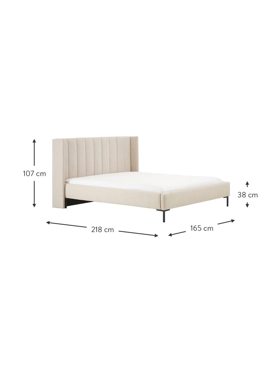 Čalouněná postel Dusk, Tmavě béžová, Š 180 cm, D 200 cm