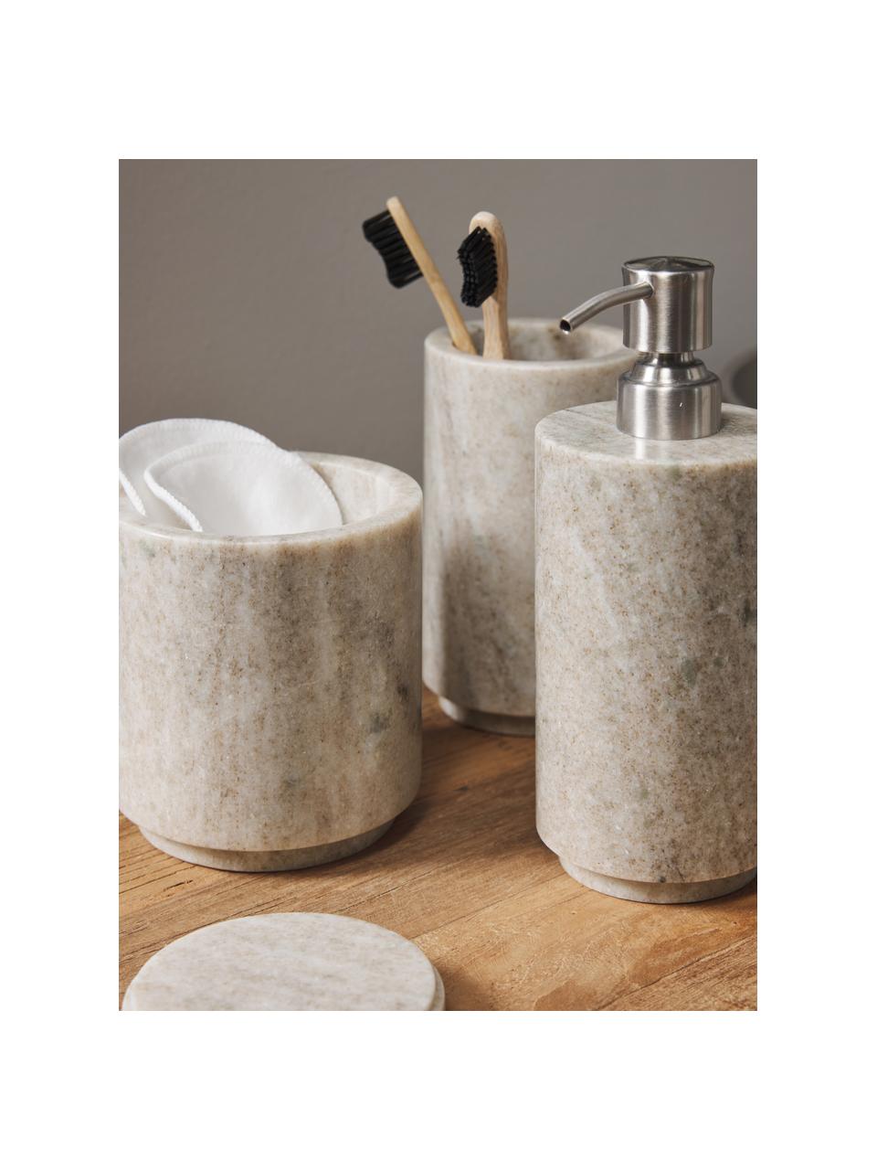 Contenitore in marmo Simba, Marmo, Beige marmorizzato, Ø 10 x Alt. 12 cm