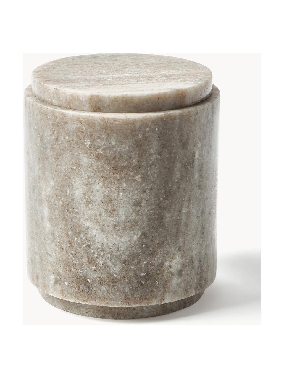 Marmeren opbergpot Simba, H 12 cm, Marmer, Beige, gemarmerd, Ø 10 x H 12 cm