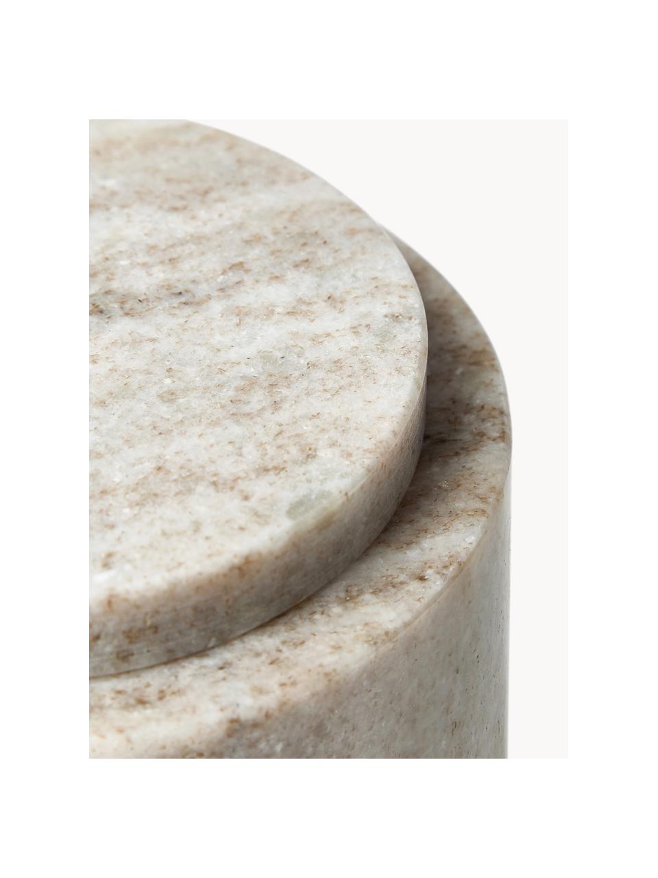 Marmor-Aufbewahrungsdose Simba, Marmor, Beige, marmoriert, Ø 10 x H 12 cm