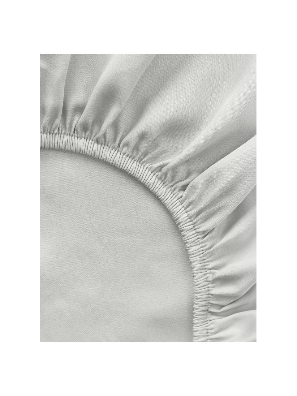 Drap-housse en satin de coton pour sommier tapissier Comfort, Gris clair, larg. 90 x long. 200 cm, haut. 35 cm