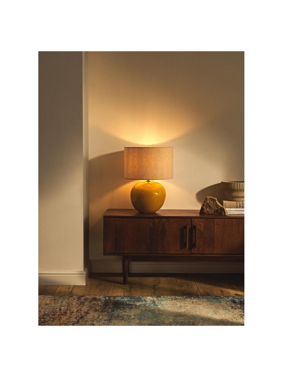 Keramická stolová lampa Marin, Slnečná žltá, svetlobéžová, Ø 35 x V 46 cm