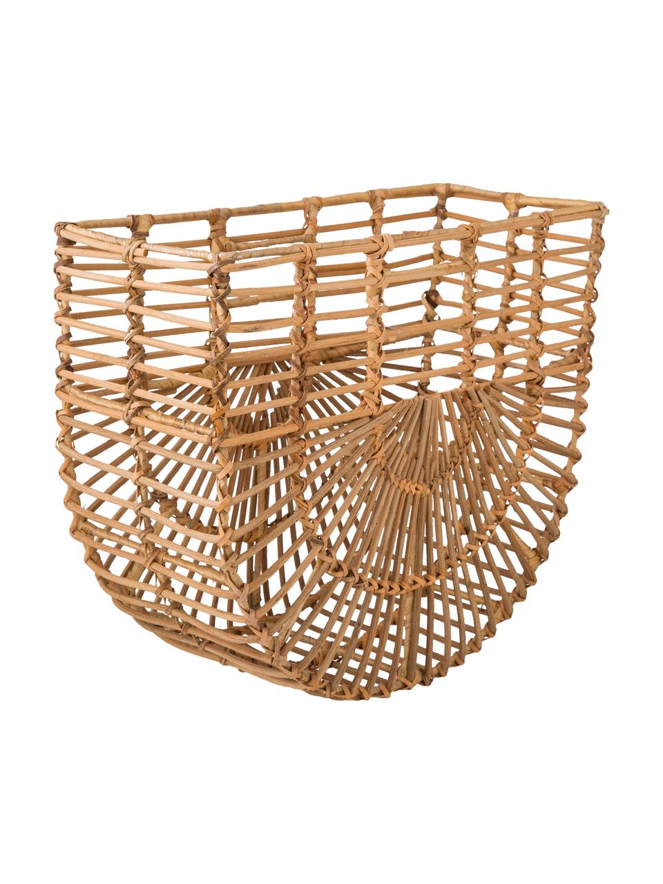 Handgeweven wandopbergmand Lart van rotan, Rotan, Bruin, B 35 x H 32 cm