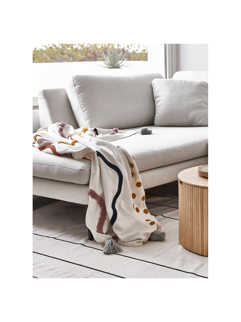 Plaid en coton motif abstrait Pablo, Endroit : multicolore Envers : blanc