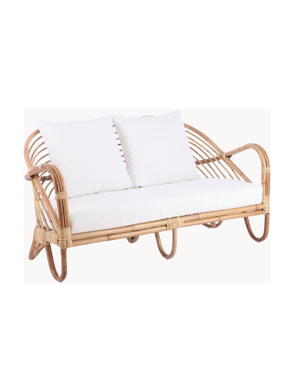 Sofa wypoczynkowa z rattanu Rochester, Stelaż: rattan, Tapicerka: poliester, Rattan, biały, S 140 x G 80 cm