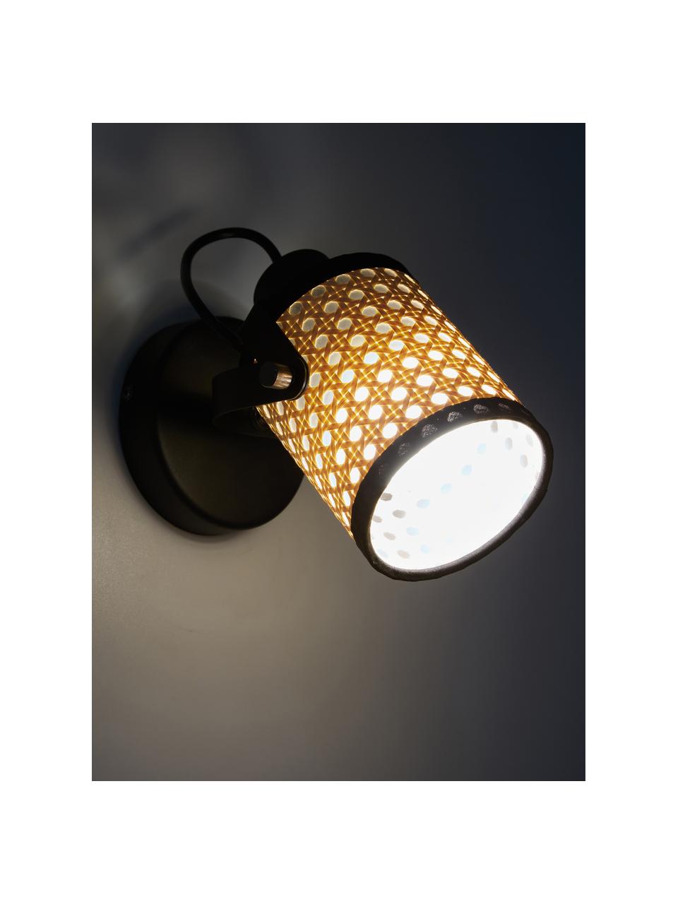 Nástenné svietidlo z viedenského výpletu Ruscomb, Svetlobéžová, čierna, H 21 x V 18 cm