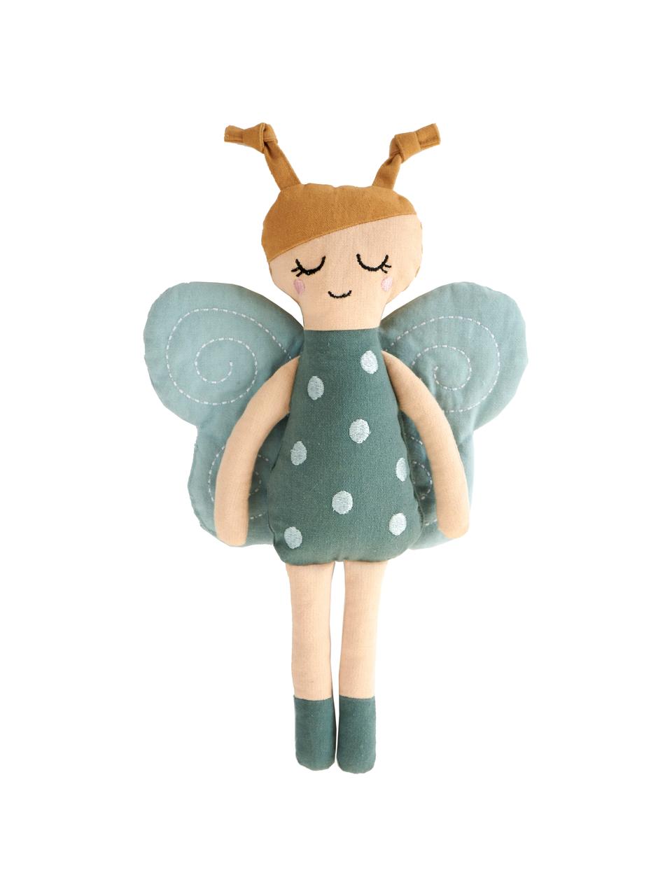 Materiałowa lalka Butterfly, Tapicerka: 100% bawełna, Miętowy, odcienie kremowego, S 8 x W 27 cm