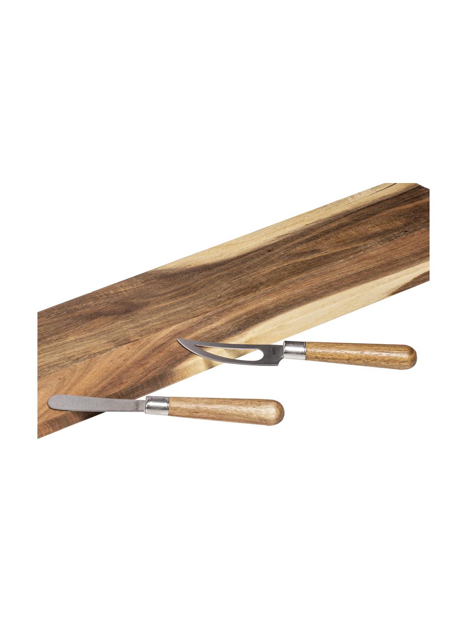 Komplet deski do serwowania serów i noży Fromagerie, 3 elem., Drewno akacjowe, Komplet z różnymi rozmiarami