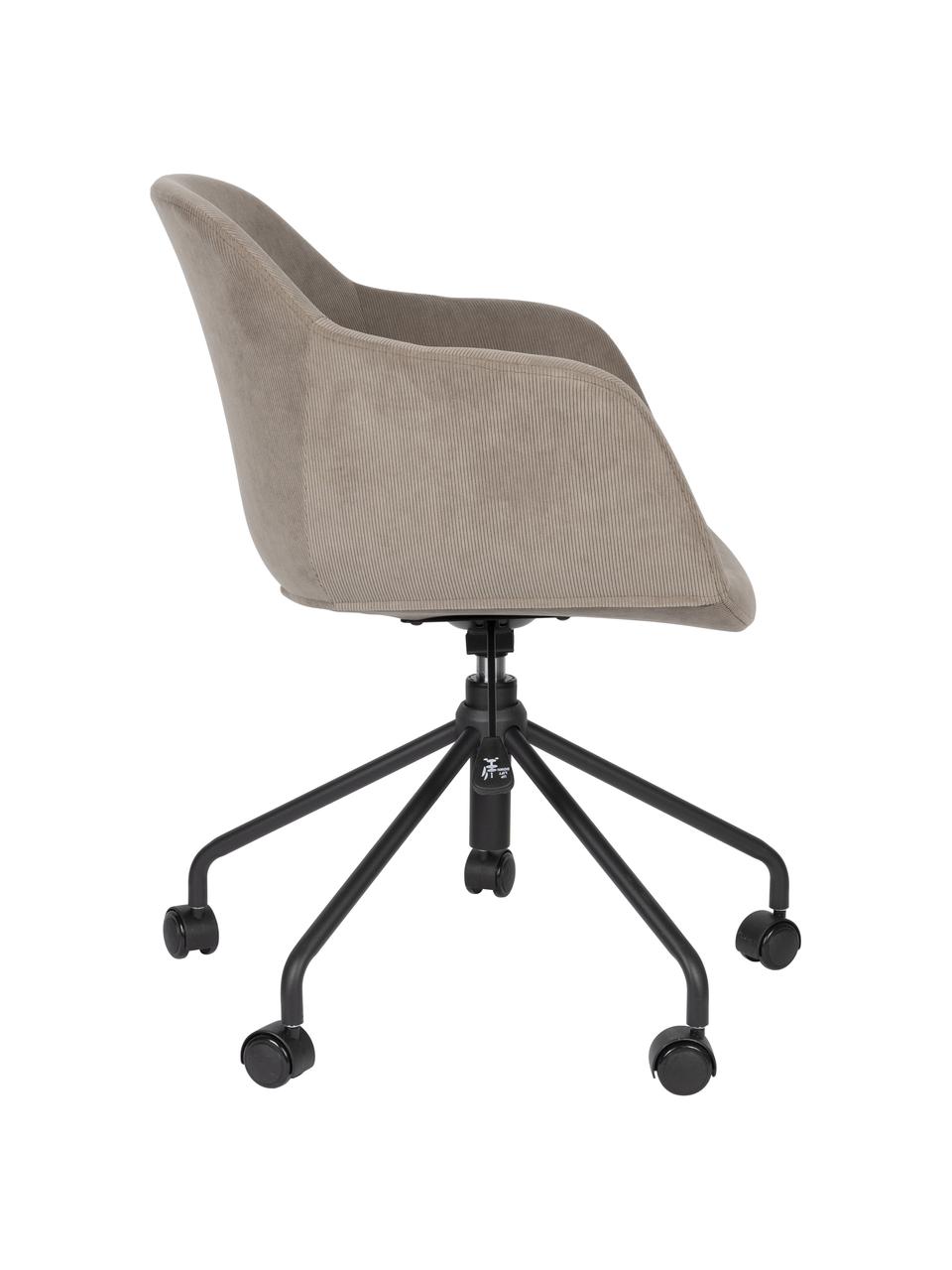 Silla de oficina tapizada en pana Junzo, Tapizado: 100% poliéster Alta resis, Estructura: metal con pintura en polv, Ruedas: plástico, Tejido taupe, An 60 x F 57 cm