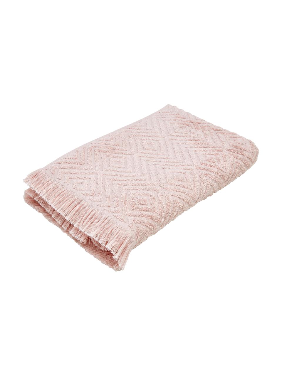 Handdoek Jacqui in verschillende formaten, met hoog-laag patroon, 100% katoen, middelzware kwaliteit, 490 g/m², Roze, Handdoek, B 50 x L 100 cm, 2 stuks