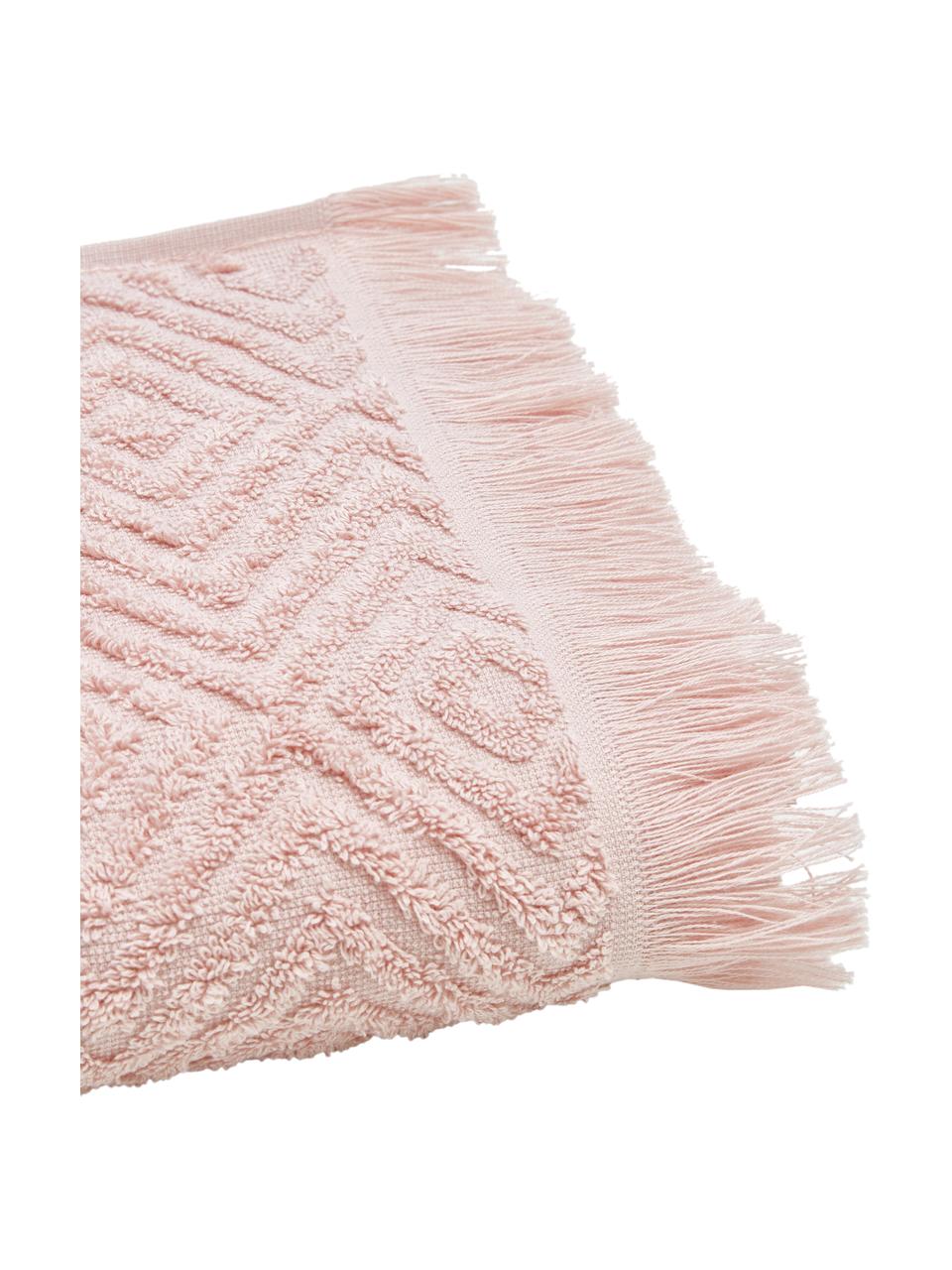 Handdoek Jacqui in verschillende formaten, met hoog-laag patroon, 100% katoen, middelzware kwaliteit, 490 g/m², Roze, Handdoek, B 50 x L 100 cm, 2 stuks