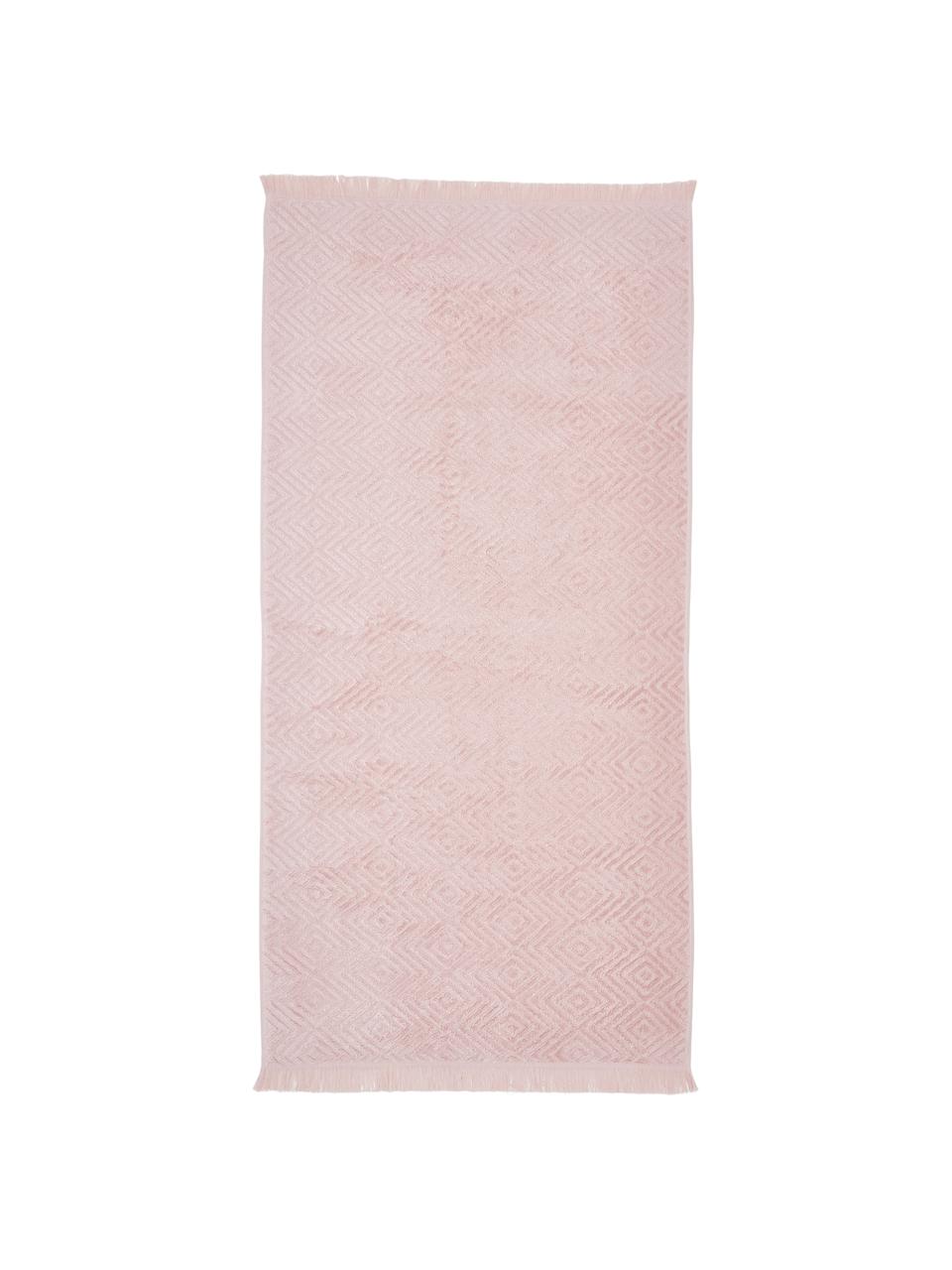 Asciugamano in varie misure con motivo alto-basso Jacqui, Rosa, Asciugamano, Larg. 50 x Lung. 100 cm, 2 pz.