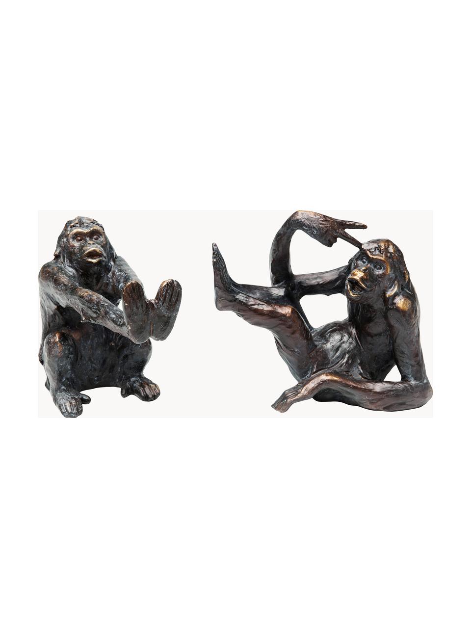 Handgefertigte Buchstützen Monkey, 2-tlg., Polyresin, Schwarz, Set mit verschiedenen Grössen