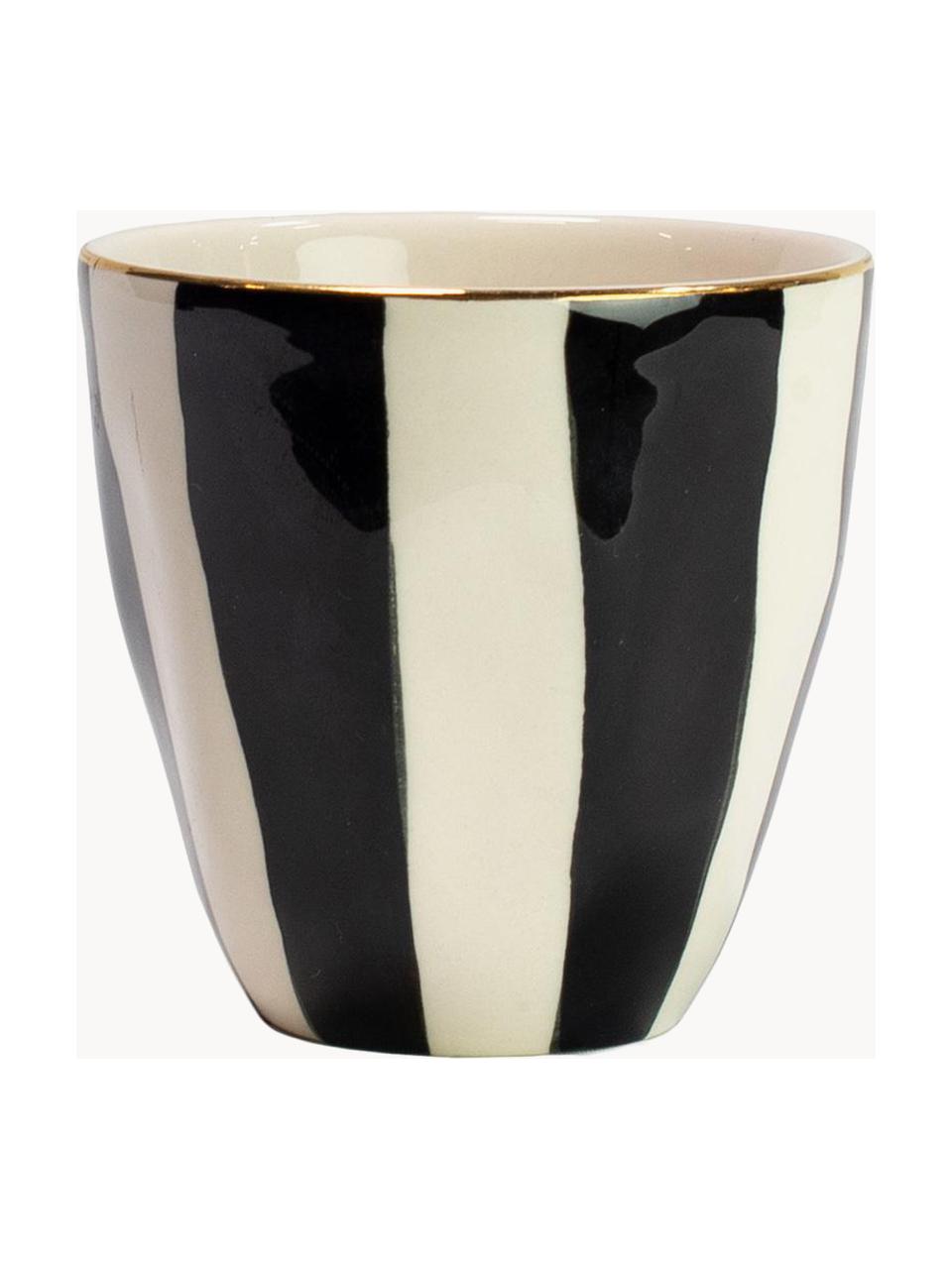 Tasses avec décor doré Doris, 6 pièces, Céramique, Blanc crème, noir, Ø 9 x haut. 9 cm, 320 ml