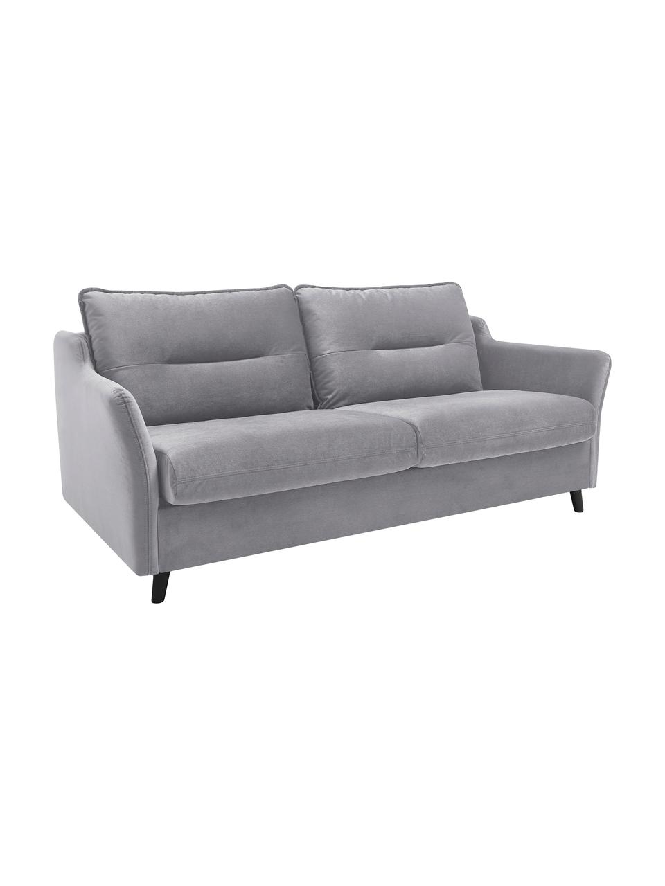 Sofa rozkładana z aksamitu Loft (3-osobowa), Tapicerka: 100% aksamit poliestrowy, Nogi: metal lakierowany, Jasny szary, S 191 x G 100 cm