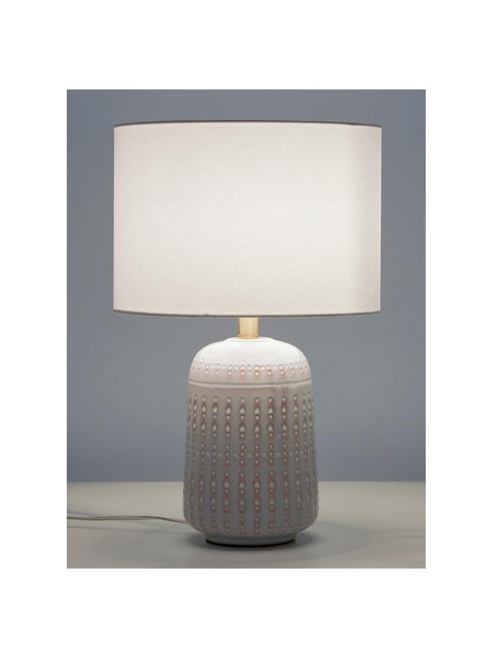 Velká stolní lampa z keramiky Iva, Bílá, mosazná, Š 33 cm, V 53 cm