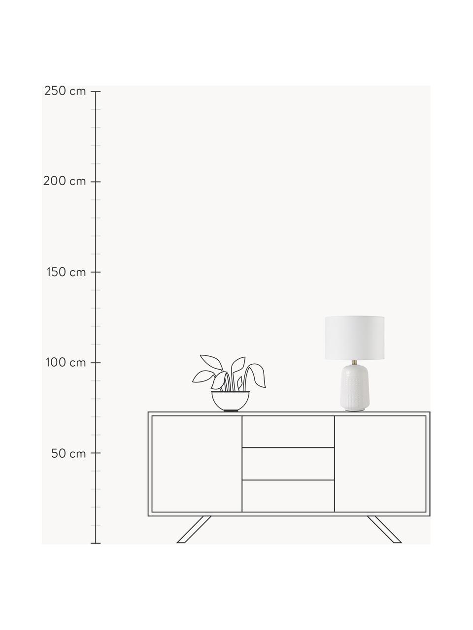 Große Keramik-Tischlampe Iva, Lampenschirm: Textil, Lampenfuß: Keramik, Weiß, Ø 33 x H 53 cm