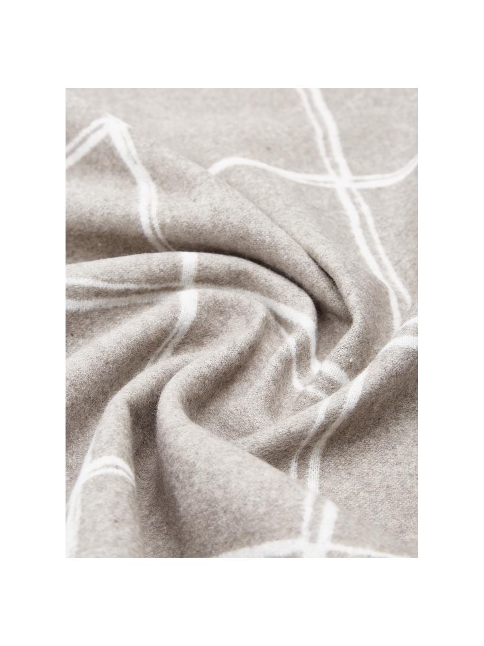 Kockovaná flanelová deka Silvretta, 85 % bavlna, 8 % viskóza, 7 % polyakryl, Béžová, prírodná biela, Š 140 x D 200 cm