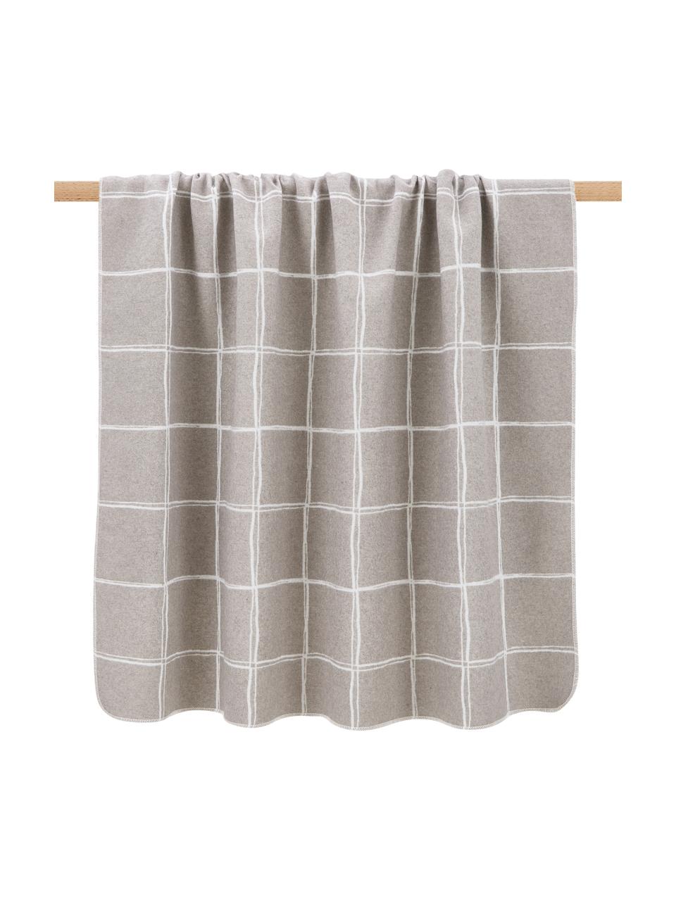 Karierte Flanelldecke Silvretta in Beige/Weiß, 85% Baumwolle, 8% Viskose, 7% Polyacryl, Beige, Naturweiß, B 140 x L 200 cm