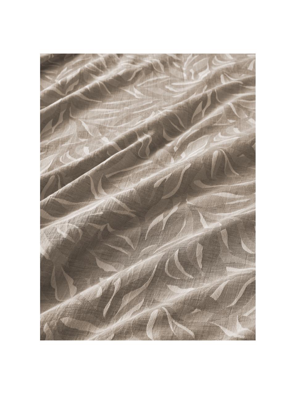 Funda nórdica de lino y algodón estampado Amita, Gris pardo, Cama 90 cm (155 x 220 cm)