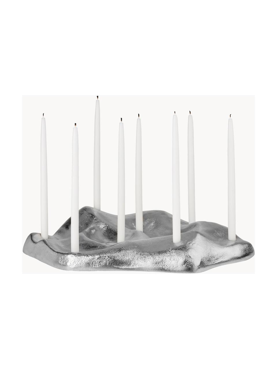 Candelabro Lumos, Alluminio rivestito, Argentato con finitura metallica, Larg. 36 x Alt. 6 cm