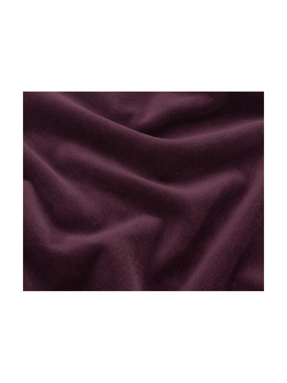 Einfarbige Samt-Kissenhülle Dana in Aubergine, 100% Baumwollsamt, Aubergine, 30 x 50 cm