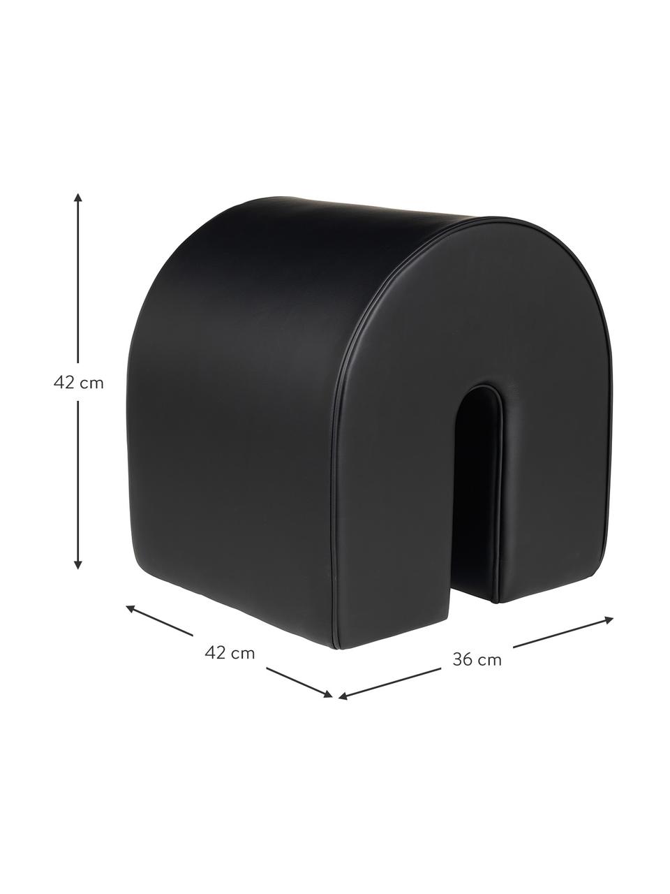 Polsterhocker Curved aus Anilinleder, Bezug: Anilinleder, Leder Schwarz, B 36 x H 42 cm