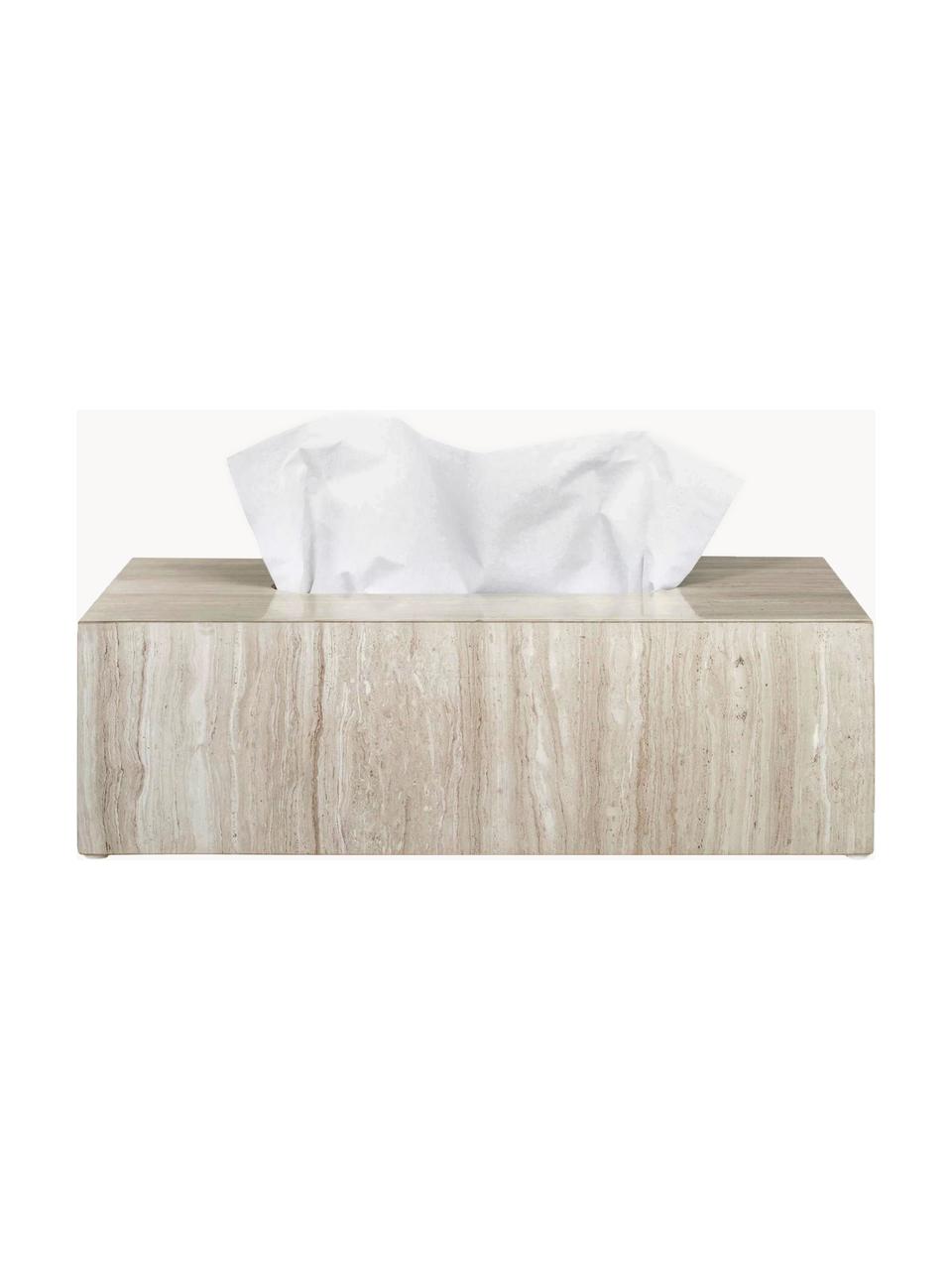 Pudełko na chusteczki z marmuru Lamura, Marmur, Jasny beżowy, marmurowy, S 26 x G 14 cm
