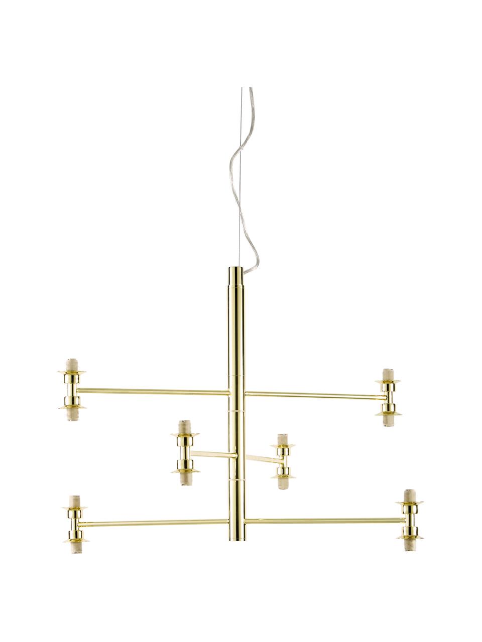 Veľká závesná lampa so sklenenými guľami Grover, Biela, odtiene zlatej, Ø 70 x V 56