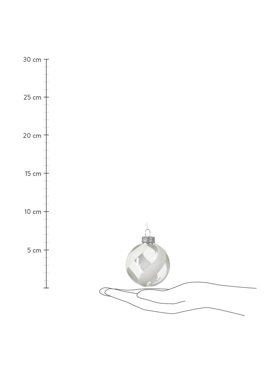 Boules de Noël Babe, 18 élém., Verre, Blanc, argenté, Ø 6 cm