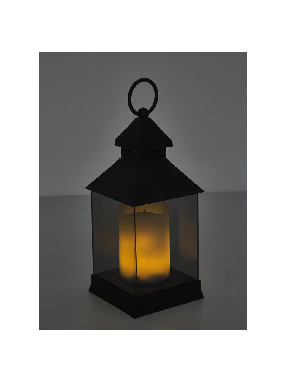 Lantaarn Flame met LED-kaars, 6 stuks, Frame: kunststof, Zwart, B 10 cm x H 25 cm