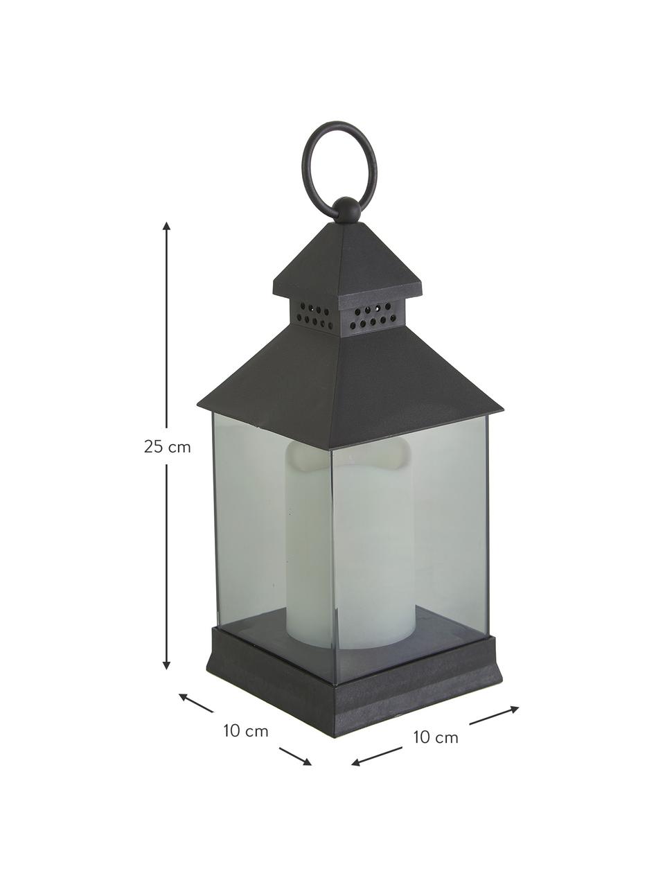Prenosný lampáš s LED sviečkami Flame, 6 ks, Čierna, Š 10 x V 25 cm