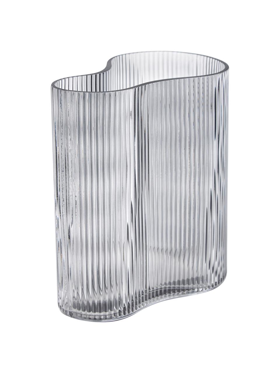 Wazon ze szkła dmuchanego z ryflowanym reliefem Dawn, Szkło, Szary, S 19 x W 20 cm