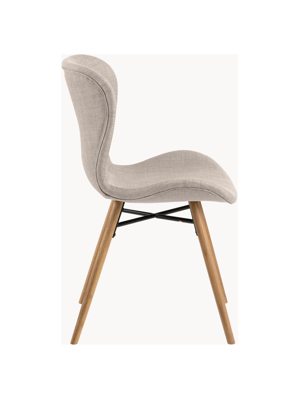 Chaises rembourrées Batilda, 2 pièces, Tissu beige clair, bois de chêne, larg. 47 x prof. 53 cm